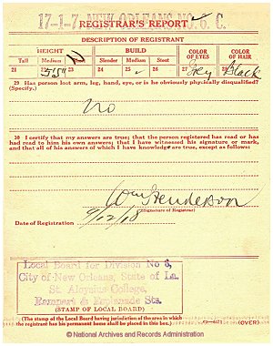 Click to enlarge back of WWI Draft Registration Card